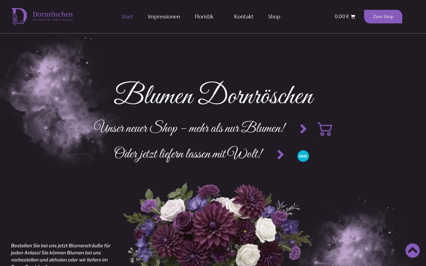 Öffentliche Website von Blumen Dornröschen