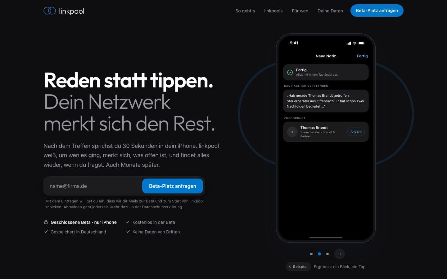 linkpool: Ein Gedächtnis fürs Netzwerk: Sprachnotizen, die sich selbst sortieren